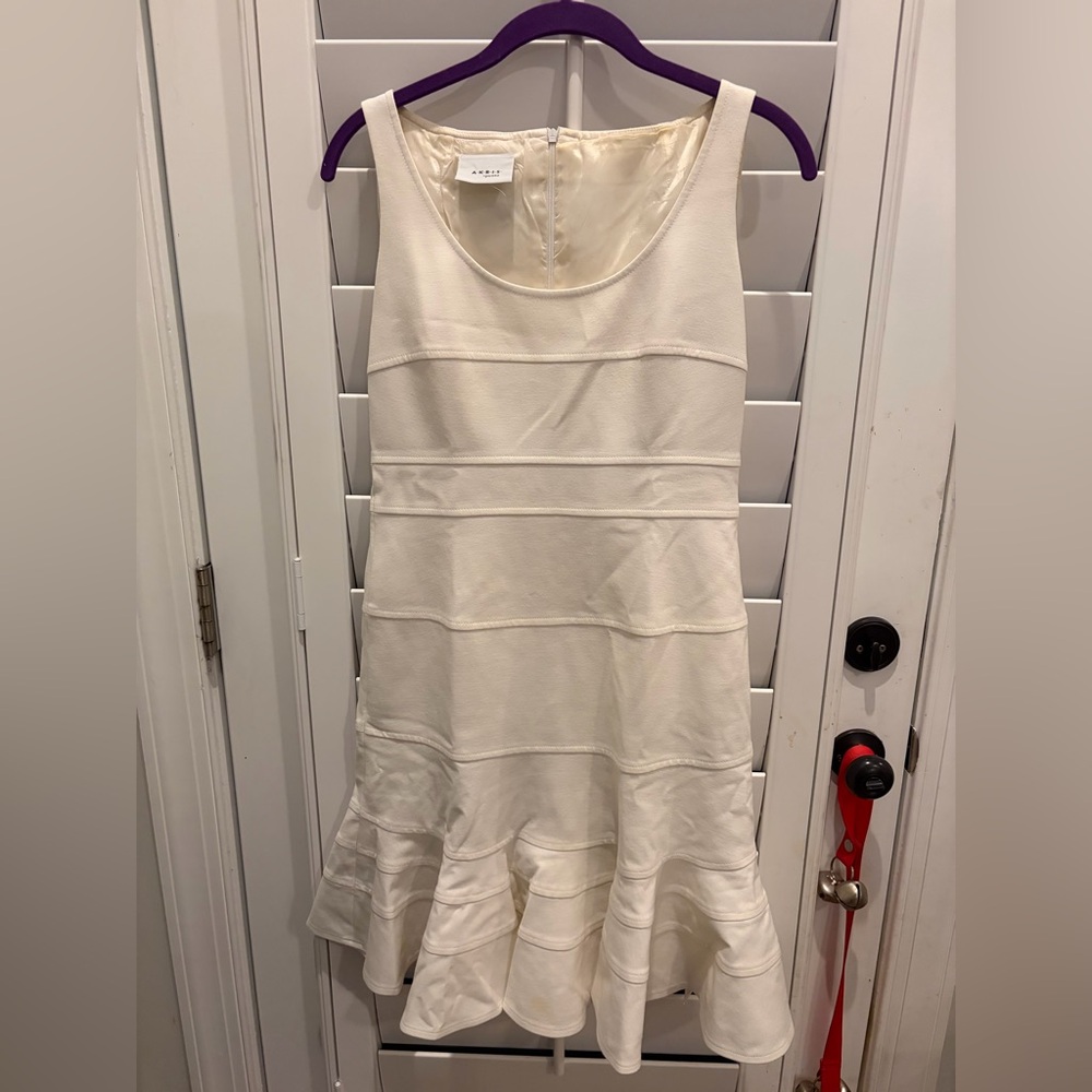 Akris Punto Cream Sleeveless Flared Mini Dress